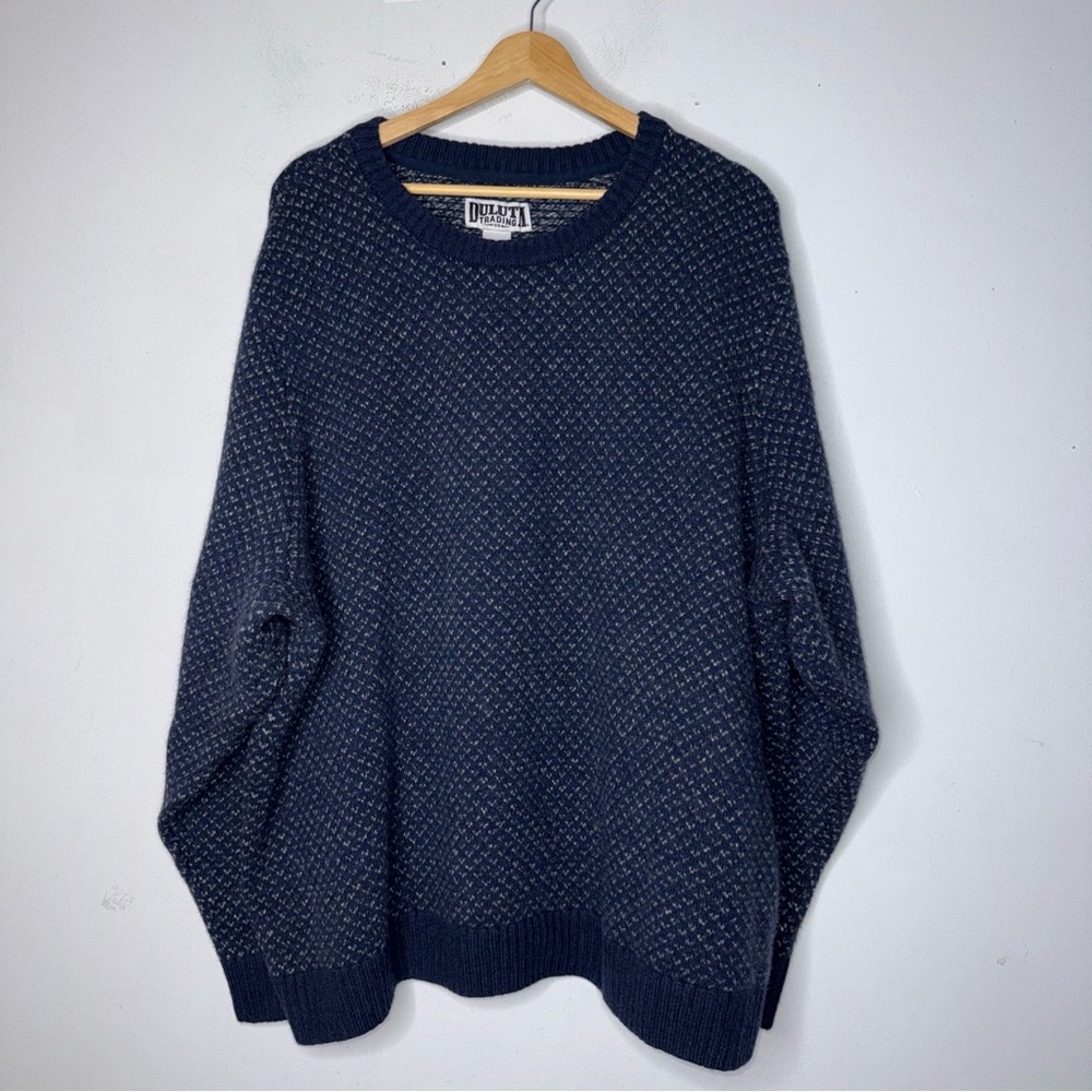 Duluth Trading Co Navy White Speck‎ Lambswool Crew Neck Sweater Men’s 2xlt